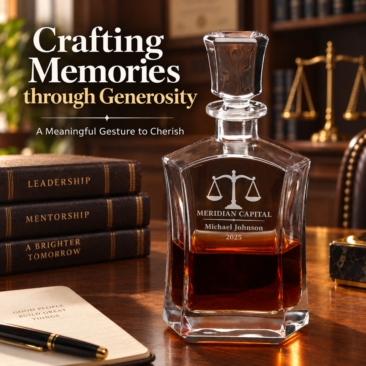 Legal Company Gifts – Slick Decanter Set with 2 Glasses, 9 Whiskey Stones & Wooden Box – image 18