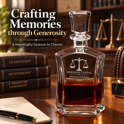 Legal Company Gifts – Slick Decanter Set with 2 Glasses, 9 Whiskey Stones & Wooden Box – image 18