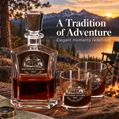 Gift for Outdoorsmen – Slick Decanter Set with 2 Glasses, 9 Whiskey Stones & Wooden Box – image 12