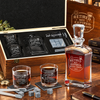 Retirement Gift – Slick Decanter Set with 2 Glasses, 9 Whiskey Stones & Wooden Box