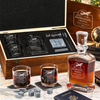 Travel & Hospitality Company Gifts – Slick Decanter Set with 2 Glasses, 9 Whiskey Stones & Wooden Box