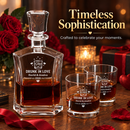 Valentine's Day Gift – Slick Decanter Set with 2 Glasses, 9 Whiskey Stones & Wooden Box – image 12