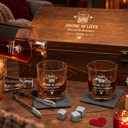 Valentine's Day Gift – Slick Decanter Set with 2 Glasses, 9 Whiskey Stones & Wooden Box – image 14