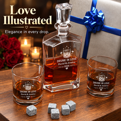 Valentine's Day Gift – Slick Decanter Set with 2 Glasses, 9 Whiskey Stones & Wooden Box – image 16