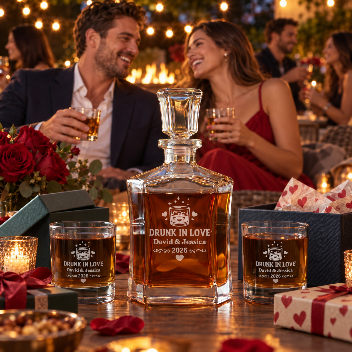 Valentine's Day Gift – Slick Decanter Set with 2 Glasses, 9 Whiskey Stones & Wooden Box – image 17