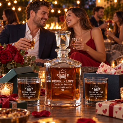 Valentine's Day Gift – Slick Decanter Set with 2 Glasses, 9 Whiskey Stones & Wooden Box – image 17