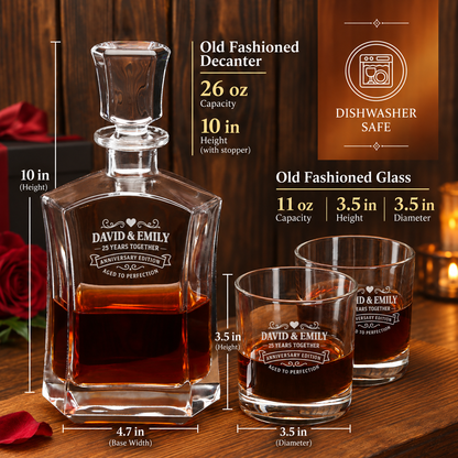 Anniversary Gift – Slick Decanter Set with 4 Glasses & Wooden Box – image 02