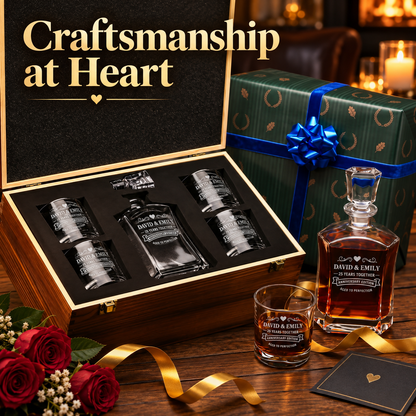 Anniversary Gift – Slick Decanter Set with 4 Glasses & Wooden Box – image 14