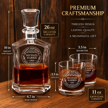 Birthday Gift – Slick Decanter Set with 4 Glasses & Wooden Box – image 02