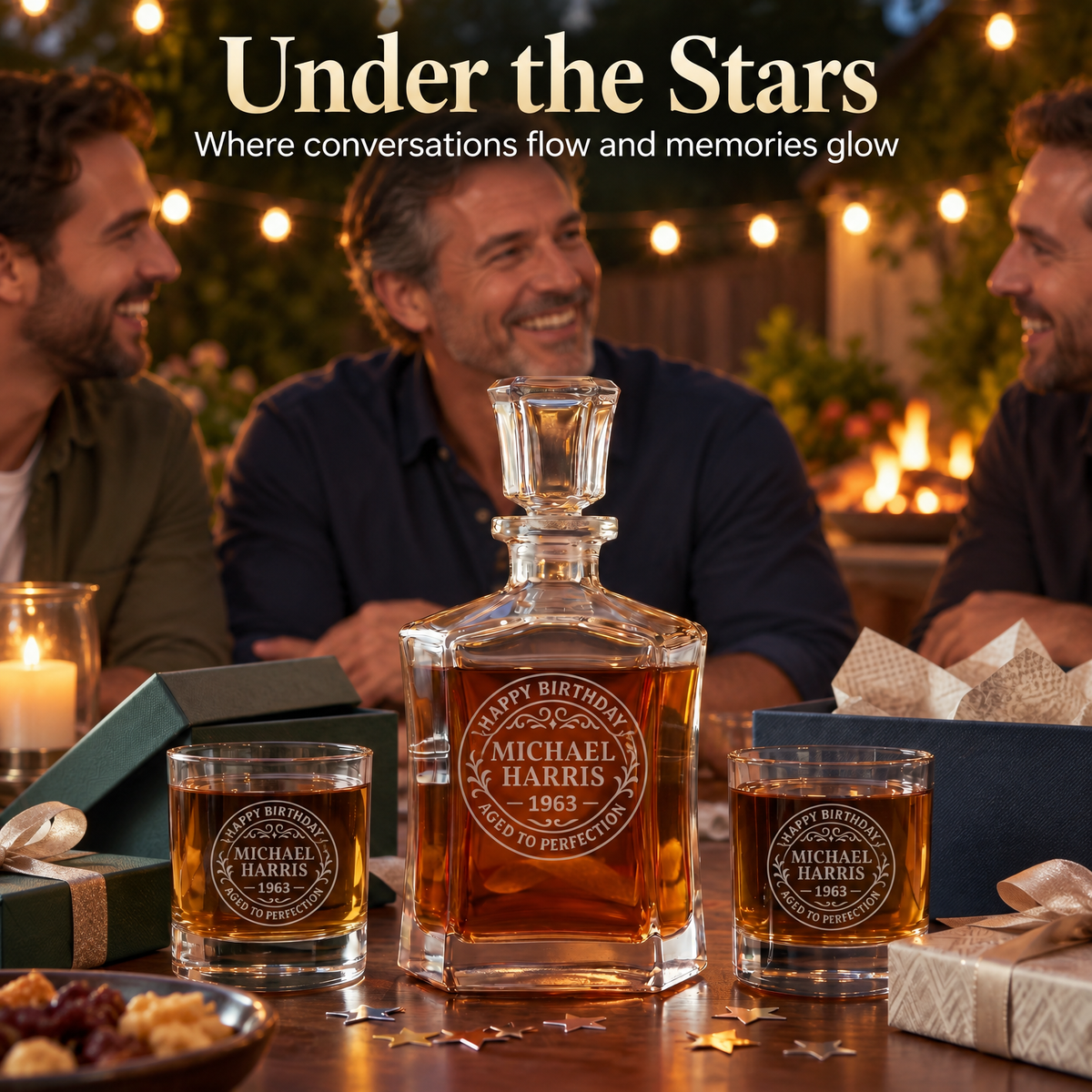 Birthday Gift – Slick Decanter Set with 4 Glasses & Wooden Box product image