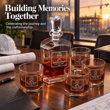 Construction Company Gifts – Slick Decanter Set with 4 Glasses & Wooden Box – image 14