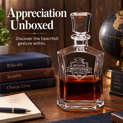 Education Company Gifts – Slick Decanter Set with 4 Glasses & Wooden Box – image 16