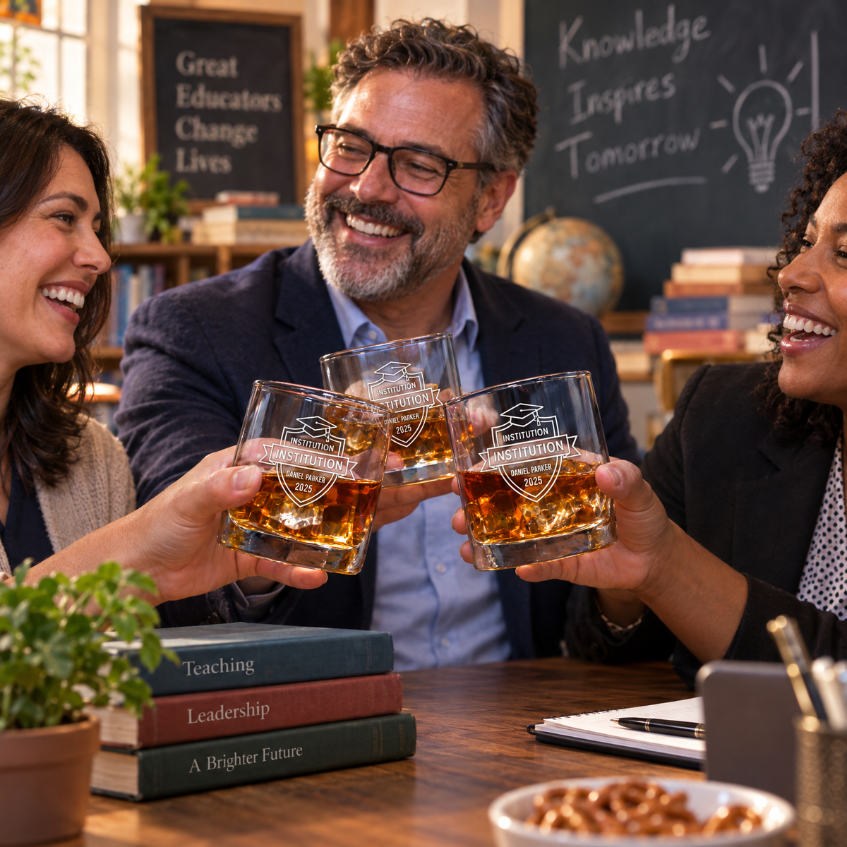 Education Company Gifts – Slick Decanter Set with 4 Glasses & Wooden Box product image