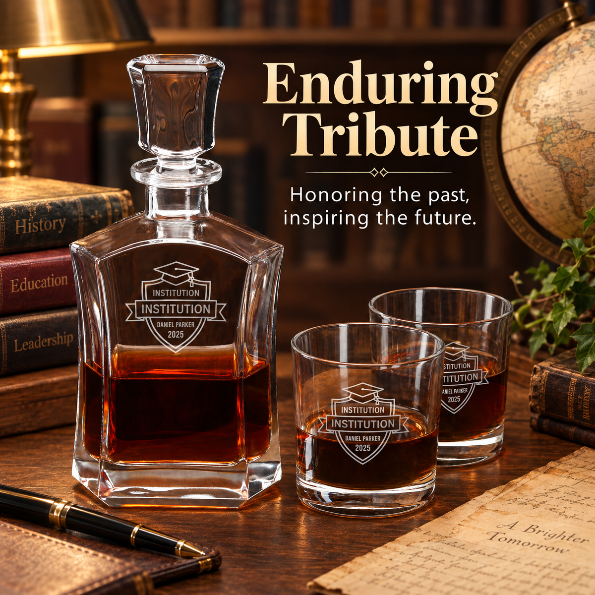 Education Company Gifts – Slick Decanter Set with 4 Glasses & Wooden Box product image