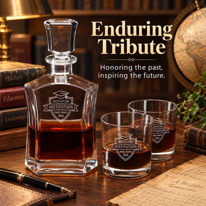 Education Company Gifts – Slick Decanter Set with 4 Glasses & Wooden Box – image 20