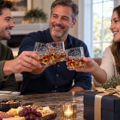 Family Gift – Slick Decanter Set with 4 Glasses & Wooden Box – image 06