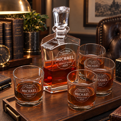 Gift for Father – Slick Decanter Set with 4 Glasses & Wooden Box – image 08