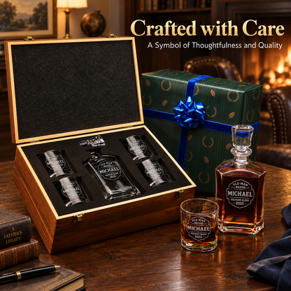 Gift for Father – Slick Decanter Set with 4 Glasses & Wooden Box – image 12