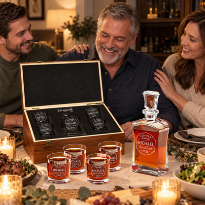 Gift for Father – Slick Decanter Set with 4 Glasses & Wooden Box – image 19