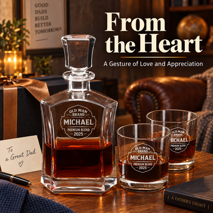 Gift for Father – Slick Decanter Set with 4 Glasses & Wooden Box – image 20