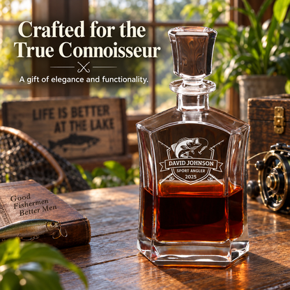 Gift for Fishermen – Slick Decanter Set with 4 Glasses & Wooden Box – image 16