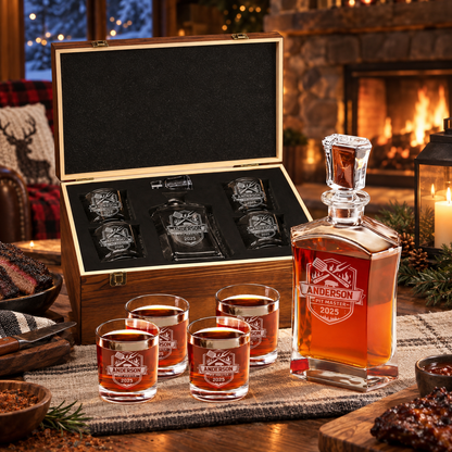 Gift for Grillmasters – Slick Decanter Set with 4 Glasses & Wooden Box – image 10