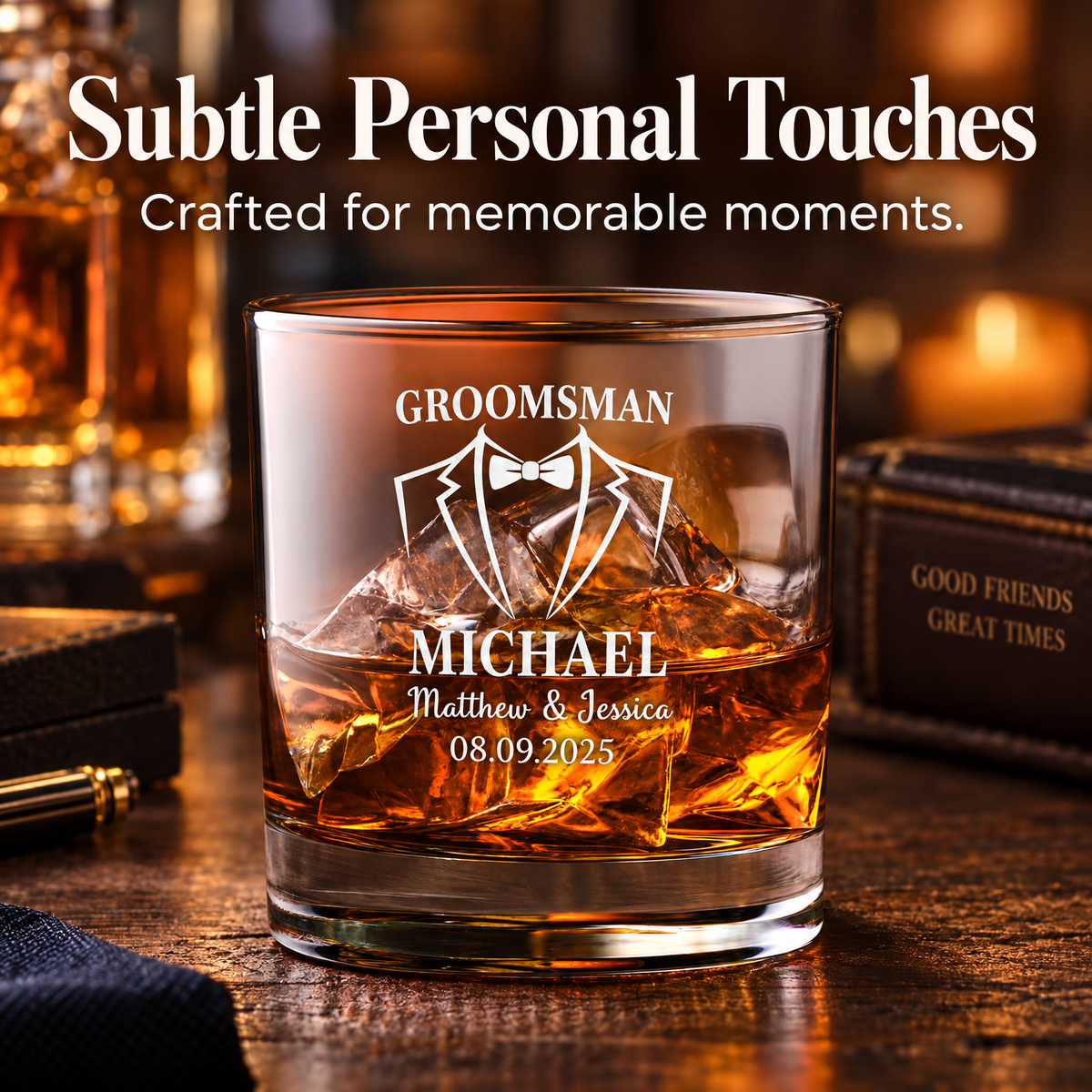 Groomsman Gift – Slick Decanter Set with 4 Glasses & Wooden Box product image