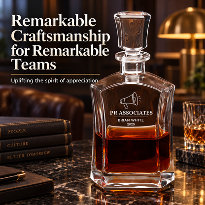 Human Resources Company Gifts – Slick Decanter Set with 4 Glasses & Wooden Box – image 16