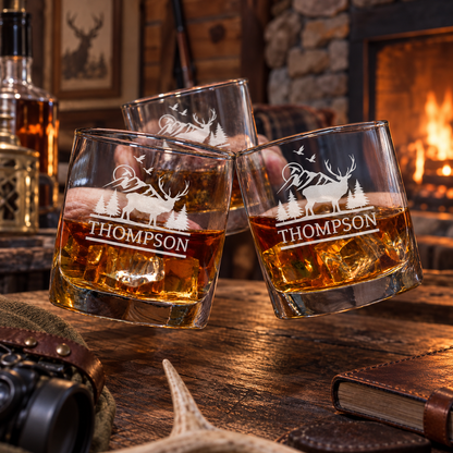 Gift for Hunters – Slick Decanter Set with 4 Glasses & Wooden Box – image 06