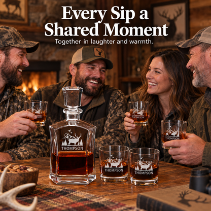 Gift for Hunters – Slick Decanter Set with 4 Glasses & Wooden Box – image 11