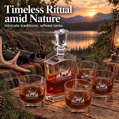 Gift for Hunters – Slick Decanter Set with 4 Glasses & Wooden Box – image 14