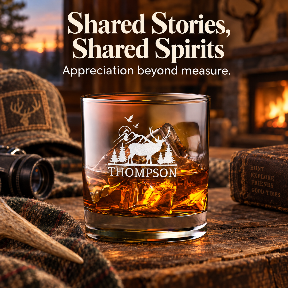 Gift for Hunters – Slick Decanter Set with 4 Glasses & Wooden Box product image