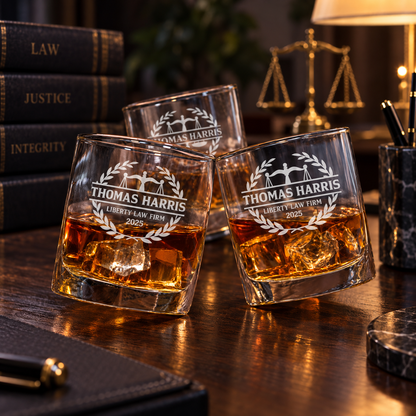 Legal Company Gifts – Slick Decanter Set with 4 Glasses & Wooden Box – image 06