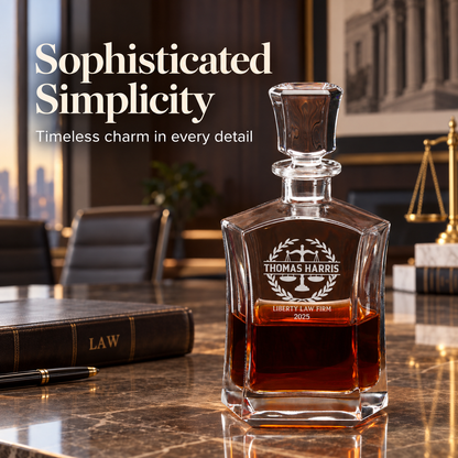 Legal Company Gifts – Slick Decanter Set with 4 Glasses & Wooden Box – image 16