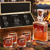 Gift for Outdoorsmen – Slick Decanter Set with 4 Glasses & Wooden Box