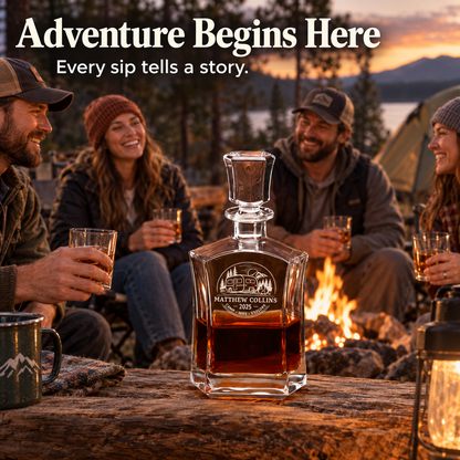 Gift for Outdoorsmen – Slick Decanter Set with 4 Glasses & Wooden Box – image 03