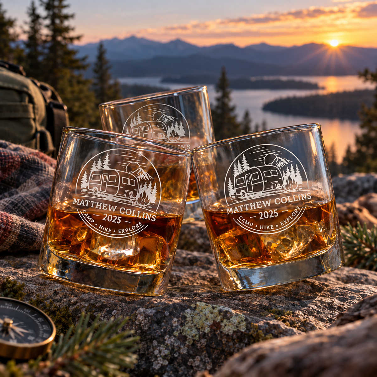 Gift for Outdoorsmen – Slick Decanter Set with 4 Glasses & Wooden Box product image