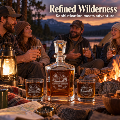 Gift for Outdoorsmen – Slick Decanter Set with 4 Glasses & Wooden Box – image 09