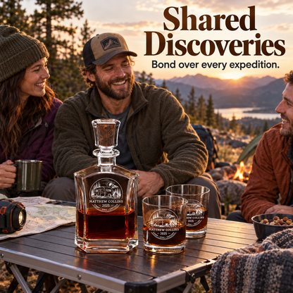 Gift for Outdoorsmen – Slick Decanter Set with 4 Glasses & Wooden Box – image 11
