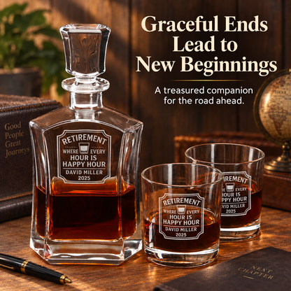 Retirement Gift – Slick Decanter Set with 4 Glasses & Wooden Box – image 20