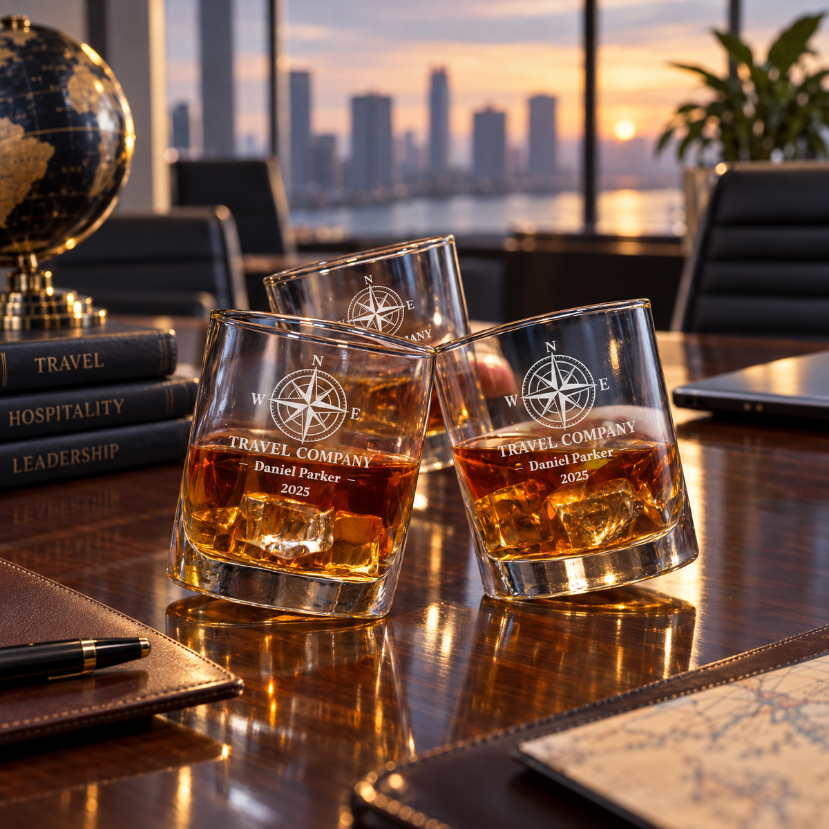 Travel & Hospitality Company Gifts – Slick Decanter Set with 4 Glasses & Wooden Box – image 06