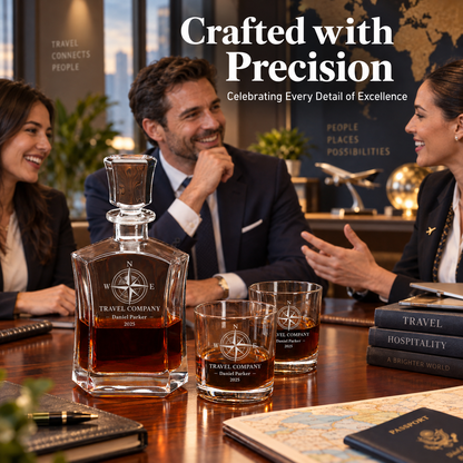 Travel & Hospitality Company Gifts – Slick Decanter Set with 4 Glasses & Wooden Box – image 11