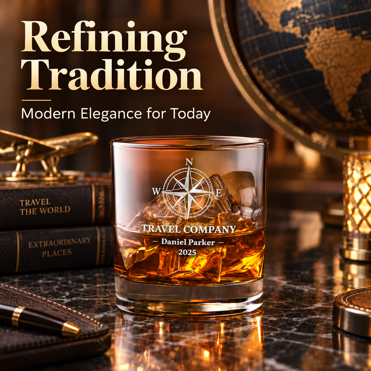 Travel & Hospitality Company Gifts – Slick Decanter Set with 4 Glasses & Wooden Box – image 18