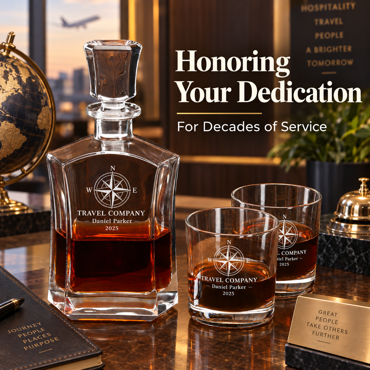 Travel & Hospitality Company Gifts – Slick Decanter Set with 4 Glasses & Wooden Box – image 20