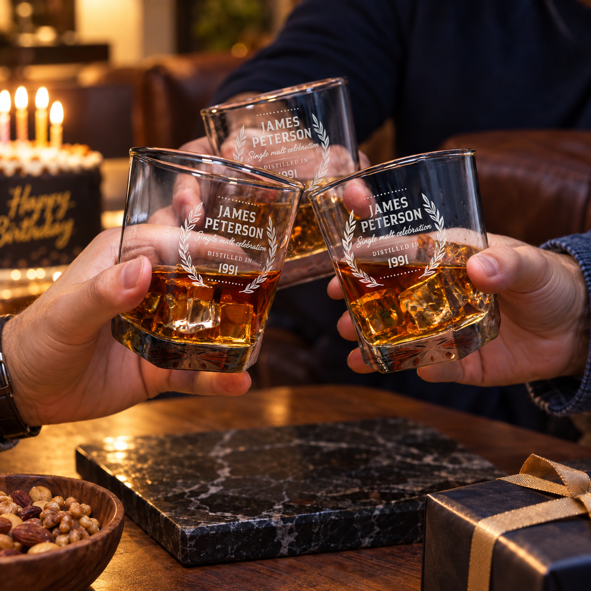 Birthday Gift – Square Decanter Set with 2 Glasses, 9 Whiskey Stones & Wooden Box – image 08