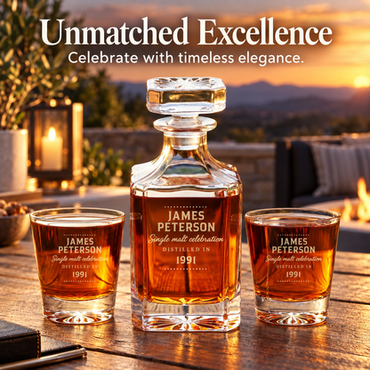 Birthday Gift – Square Decanter Set with 2 Glasses, 9 Whiskey Stones & Wooden Box – image 18