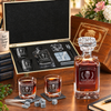 Education Company Gifts – Square Decanter Set with 2 Glasses, 9 Whiskey Stones & Wooden Box