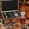 Gift for Father – Square Decanter Set with 2 Glasses, 9 Whiskey Stones & Wooden Box