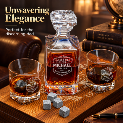 Gift for Father – Square Decanter Set with 2 Glasses, 9 Whiskey Stones & Wooden Box – image 16