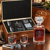 Finance Company Gifts – Square Decanter Set with 2 Glasses, 9 Whiskey Stones & Wooden Box